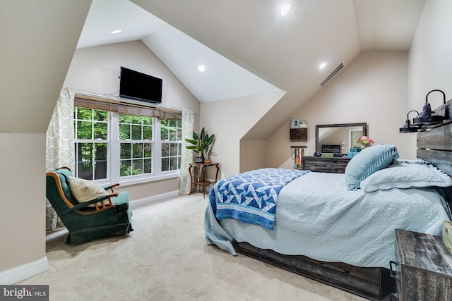 7001 Locust Ct, Owings, MD 20736 - carpeted bedroom featuring lofted ceiling, baseboards, and recessed lighting