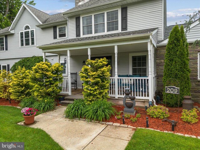 209 Burlington Ave, Voorhees, NJ 08043 - view of front of house with a porch and roof with shingles