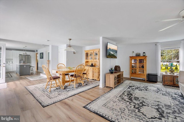 209 Burlington Ave, Voorhees, NJ 08043 - dining area with light wood-type flooring and ceiling fan