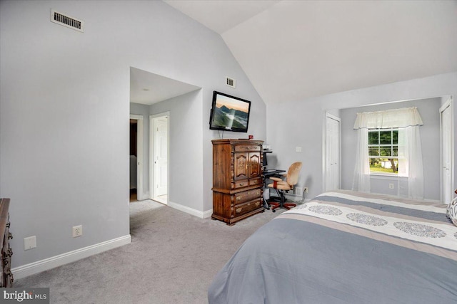 209 Burlington Ave, Voorhees, NJ 08043 - carpeted bedroom with baseboards, high vaulted ceiling, and a closet