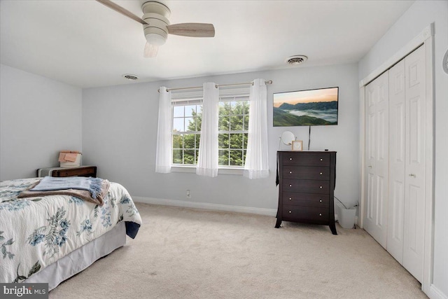 209 Burlington Ave, Voorhees, NJ 08043 - bedroom with carpet flooring, baseboards, a closet, and ceiling fan