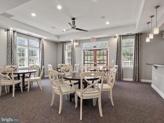 9204 Charleston Dr Unit 407, Manassas, VA 20110 - carpeted dining space with a ceiling fan, baseboards, healthy amount of natural light, and recessed lighting