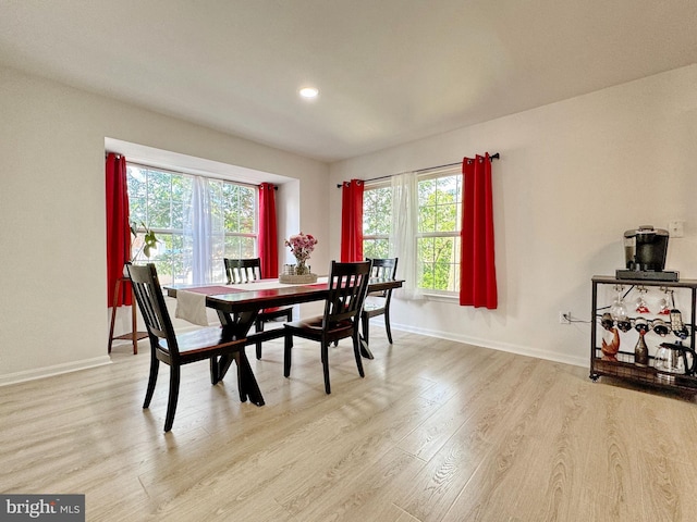8565 E St, Chesapeake Beach, MD 20732 - dining space with light wood finished floors, baseboards, and recessed lighting
