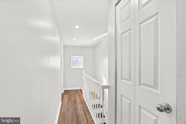 2036 E Huntingdon St, Philadelphia, PA 19125 - hallway with an upstairs landing, wood finished floors, baseboards, and recessed lighting