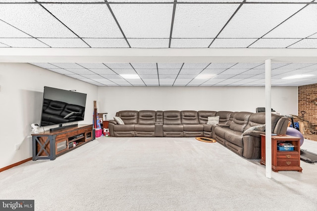 15180 Deborah Dr, Hughesville, MD 20637 - carpeted living area featuring baseboards and a drop ceiling