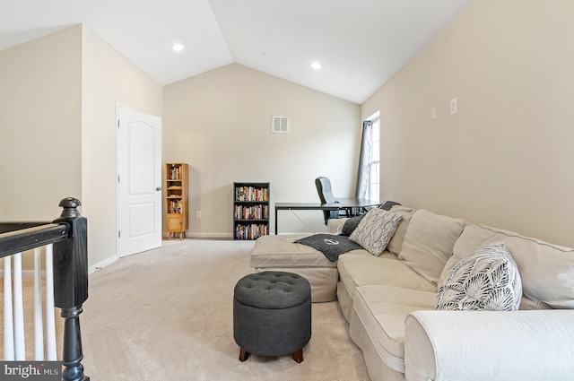 1022 Linden Dr, Hanover, MD 21076 - living room with light carpet, baseboards, high vaulted ceiling, and recessed lighting