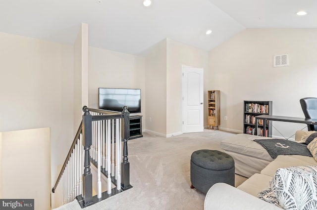 1022 Linden Dr, Hanover, MD 21076 - living room with carpet floors, baseboards, recessed lighting, and high vaulted ceiling