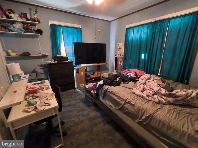 2411 Washington Ave, Victoria, VA 23974 - bedroom with dark carpet and crown molding