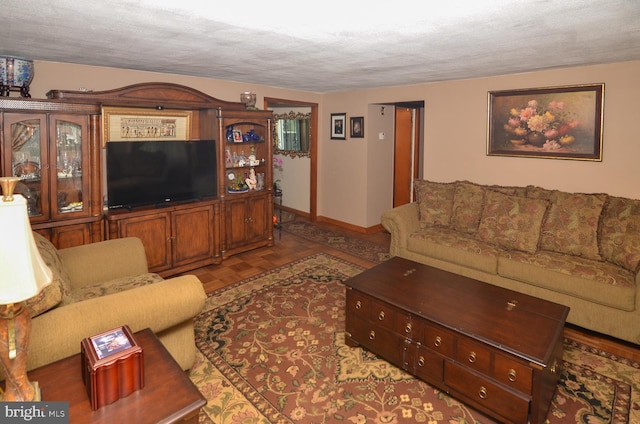 1009 Potts Mill Rd, Bordentown, NJ 08505 - living area featuring a textured ceiling and baseboards
