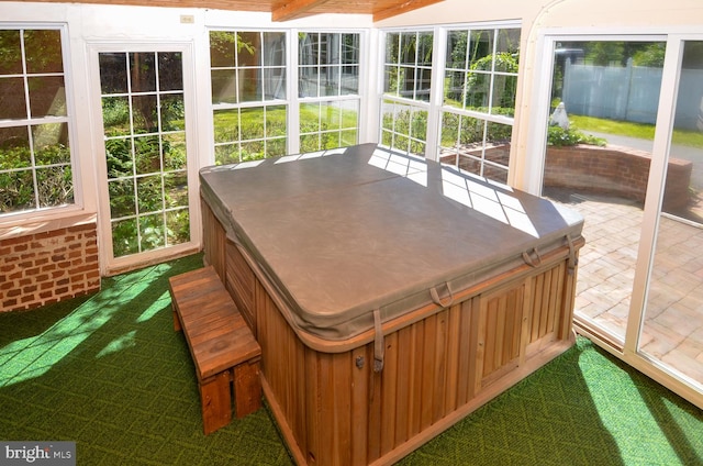 1009 Potts Mill Rd, Bordentown, NJ 08505 - sunroom featuring a jacuzzi and plenty of natural light