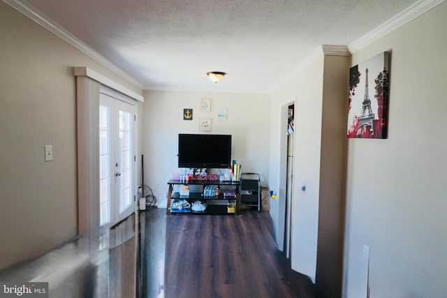 2460 Kilpatrick Pl, Dumfries, VA 22026 - living area with ornamental molding, wood finished floors, and french doors