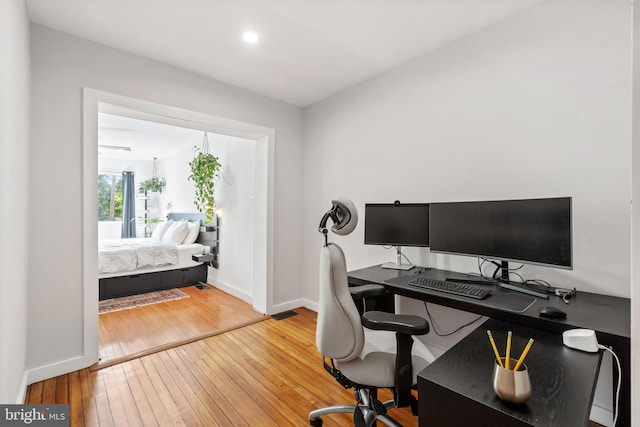2426 4th St NE, Washington, DC 20002 - home office featuring hardwood / wood-style floors, baseboards, and recessed lighting