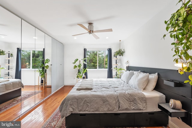 2426 4th St NE, Washington, DC 20002 - bedroom featuring light wood-style floors, recessed lighting, and ceiling fan