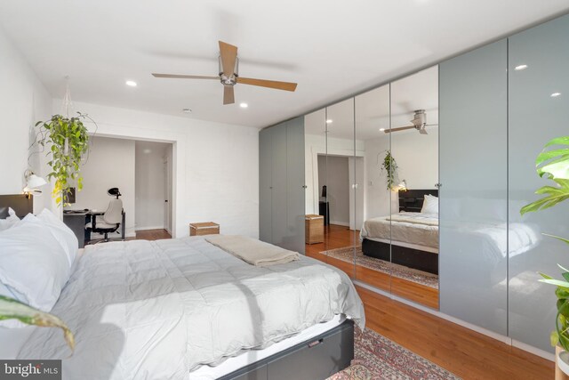 2426 4th St NE, Washington, DC 20002 - bedroom featuring wood finished floors, recessed lighting, and a ceiling fan