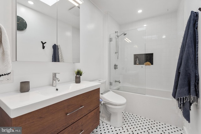 2426 4th St NE, Washington, DC 20002 - full bathroom with toilet, vanity,  shower combination, recessed lighting, and tile patterned floors