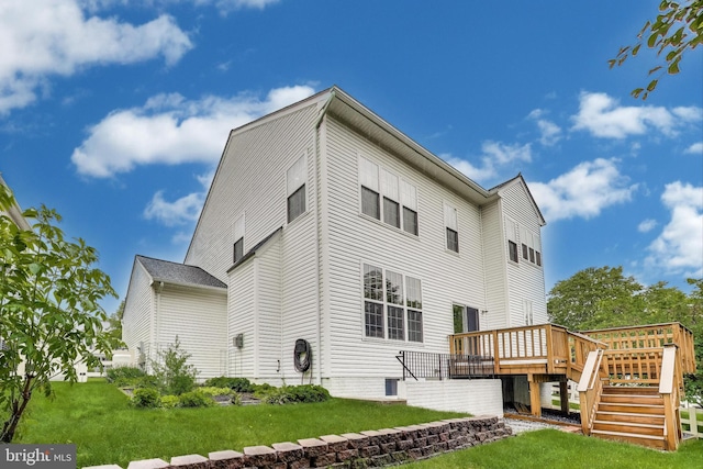 35551 Sarasota St, Round Hill, VA 20141 - back of house with a yard, a deck, and stairs