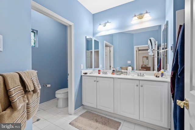 4 Hearthstone Blvd, Pemberton, NJ 08068 - bathroom featuring double vanity, toilet, tile patterned flooring, and baseboards