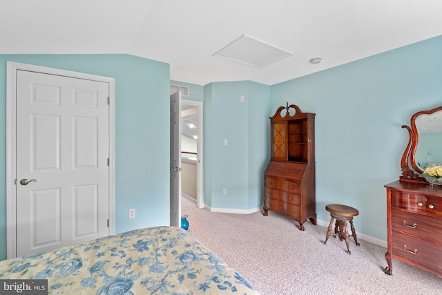 4 Hearthstone Blvd, Pemberton, NJ 08068 - carpeted bedroom with attic access, baseboards, and vaulted ceiling