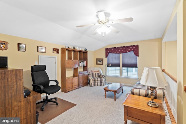 4 Hearthstone Blvd, Pemberton, NJ 08068 - carpeted office space with a ceiling fan and lofted ceiling