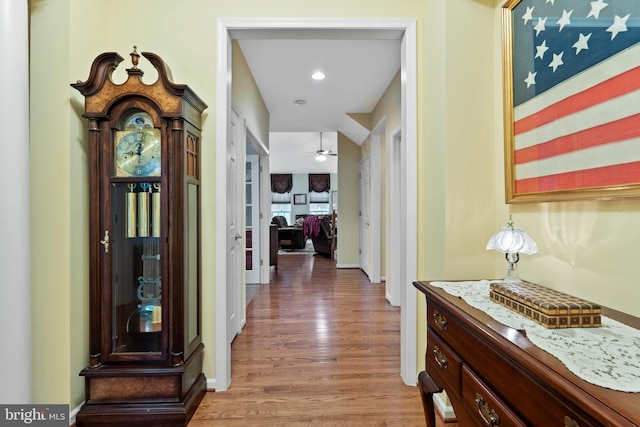 4 Hearthstone Blvd, Pemberton, NJ 08068 - hall with light wood-type flooring, baseboards, and recessed lighting