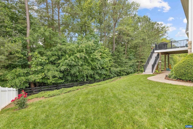 83 Mossy Creek Ct, Zion Crossroads, VA 22942 - view of yard with stairs and a deck