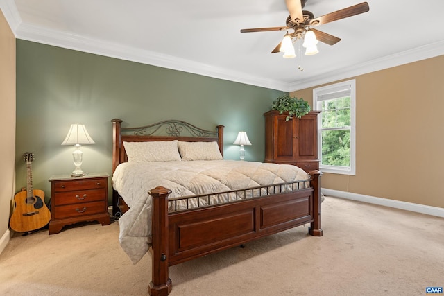 83 Mossy Creek Ct, Zion Crossroads, VA 22942 - bedroom with light carpet, crown molding, baseboards, and ceiling fan