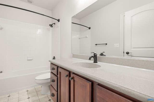 83 Mossy Creek Ct, Zion Crossroads, VA 22942 - bathroom featuring toilet, vanity, shower / washtub combination, and tile patterned floors