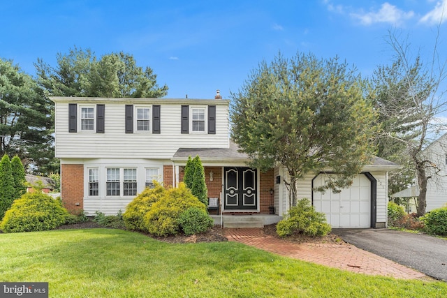 521 Rhode Island Ave, Cherry Hill, NJ 08002 - colonial inspired home featuring asphalt driveway, a garage, brick siding, and a front lawn