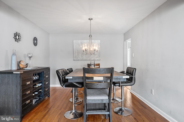 521 Rhode Island Ave, Cherry Hill, NJ 08002 - dining space featuring dark wood finished floors, baseboards, and a chandelier