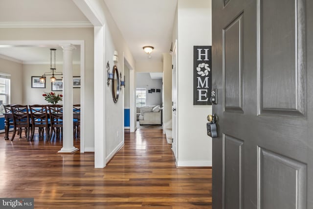 39 Grain Ct, Magnolia, DE 19962 - entrance foyer featuring wood finished floors, baseboards, and crown molding