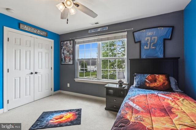 39 Grain Ct, Magnolia, DE 19962 - carpeted bedroom featuring baseboards, a closet, and ceiling fan