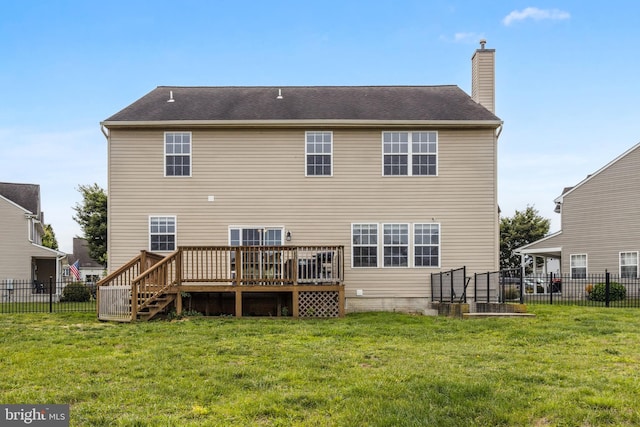 39 Grain Ct, Magnolia, DE 19962 - back of house with a wooden deck and a chimney