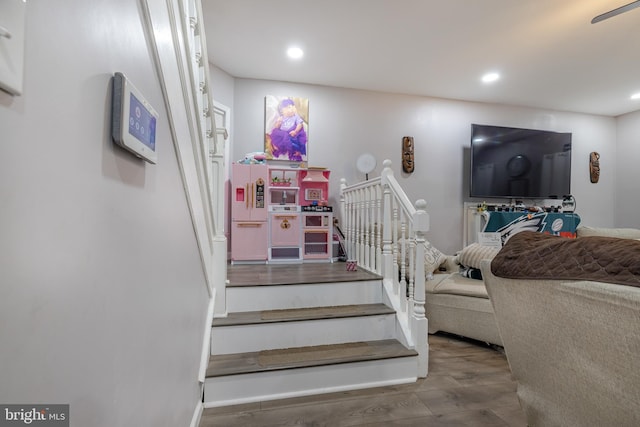 1707 W 4th St, Wilmington, DE 19805 - stairway with wood finished floors and recessed lighting