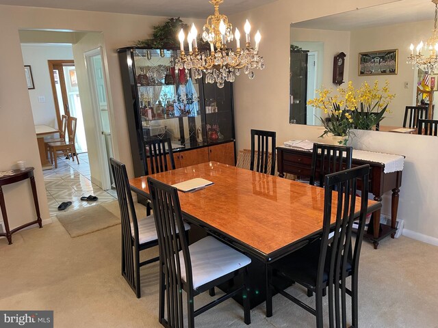 333 Sussex Blvd, Broomall, PA 19008 - dining area featuring a chandelier and light colored carpet