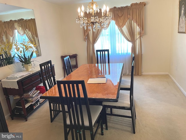 333 Sussex Blvd, Broomall, PA 19008 - carpeted dining area with a chandelier and baseboards