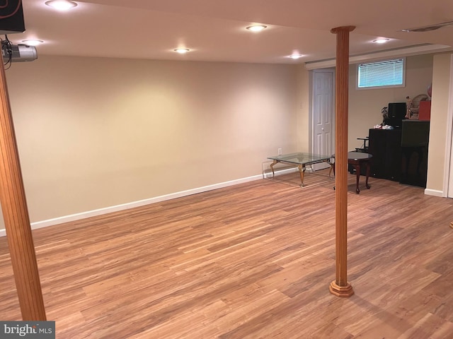 333 Sussex Blvd, Broomall, PA 19008 - finished basement with light wood-style flooring, baseboards, and recessed lighting