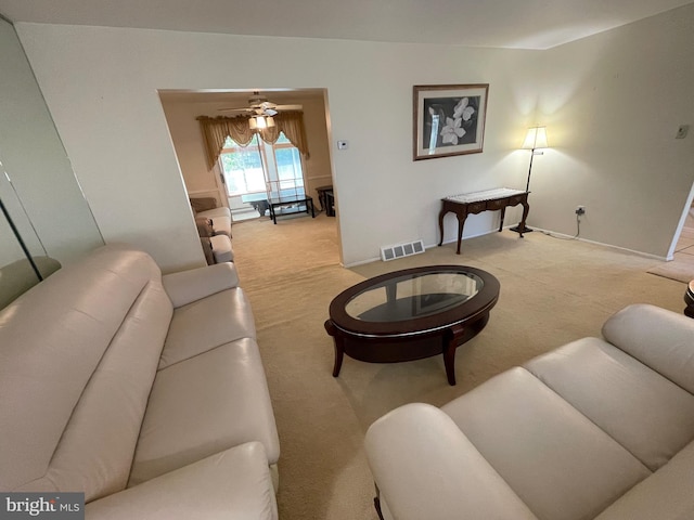 333 Sussex Blvd, Broomall, PA 19008 - living room with carpet, baseboards, and ceiling fan