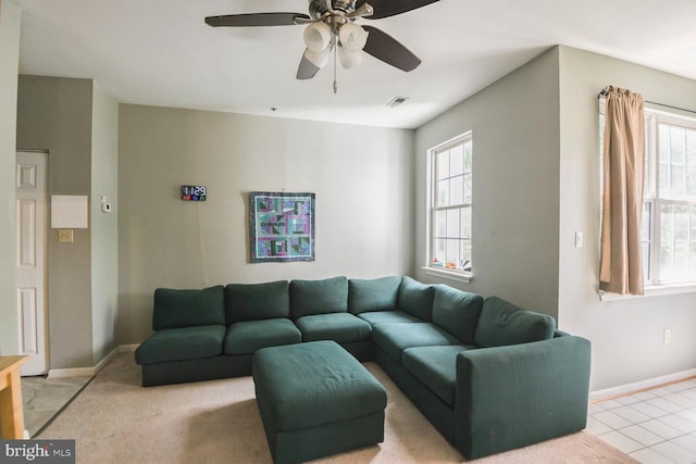 600 Resty Ln Unit 202, Odenton, MD 21113 - living area with ceiling fan, baseboards, and light tile patterned floors