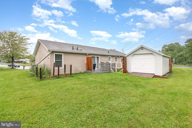 114 Austin Dr, Enola, PA 17025 - rear view of property with a detached garage, an outdoor structure, a yard, and cooling unit