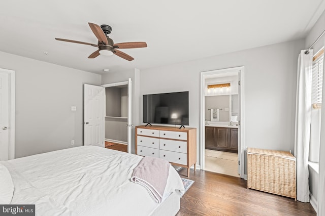 7250 Calm Sunset, Columbia, MD 21046 - bedroom featuring wood finished floors, ensuite bathroom, and ceiling fan