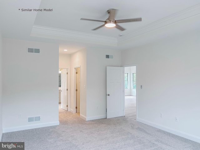 LOT32 Helens Dr, Greencastle, PA 17225 - spare room with ornamental molding, a tray ceiling, ceiling fan, baseboards, and carpet flooring