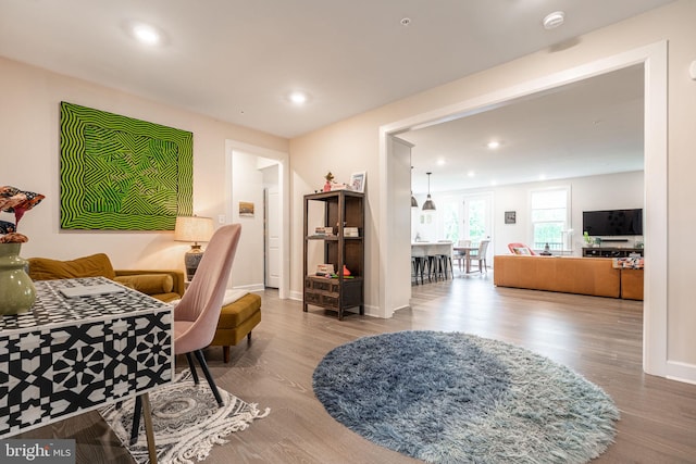 118 W Donovan Dr, Media, PA 19063 - living area featuring wood finished floors, recessed lighting, and baseboards