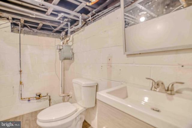 611 Parkview Blvd, Lansdowne, PA 19050 - bathroom with toilet, a sink, and concrete block wall