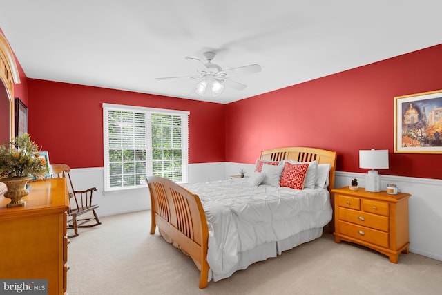 1597 Woodfield Dr, Bethlehem, PA 18015 - carpeted bedroom featuring wainscoting and ceiling fan