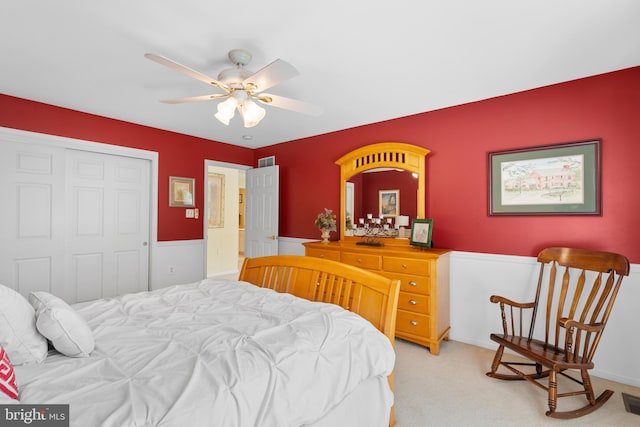 1597 Woodfield Dr, Bethlehem, PA 18015 - bedroom with carpet, a closet, and ceiling fan