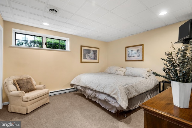 1597 Woodfield Dr, Bethlehem, PA 18015 - bedroom featuring a baseboard heating unit, carpet, recessed lighting, and baseboards