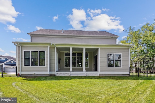 24153 Heartleaf Rd, Frankford, DE 19945 - rear view of house featuring ceiling fan and a porch