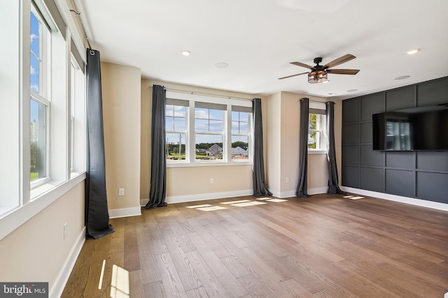 24153 Heartleaf Rd, Frankford, DE 19945 - spare room featuring wood finished floors, baseboards, a ceiling fan, and recessed lighting