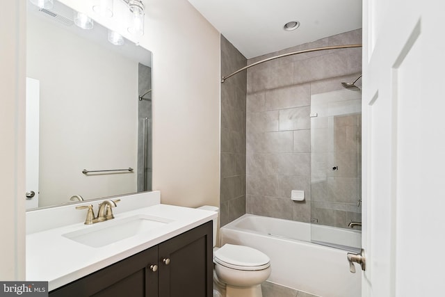24153 Heartleaf Rd, Frankford, DE 19945 - bathroom with vanity, toilet, shower / bath combination, and tile patterned flooring