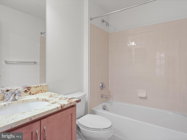 43167 Loudoun Reserve Dr, Ashburn, VA 20148 - bathroom featuring toilet, vanity, and bathtub / shower combination